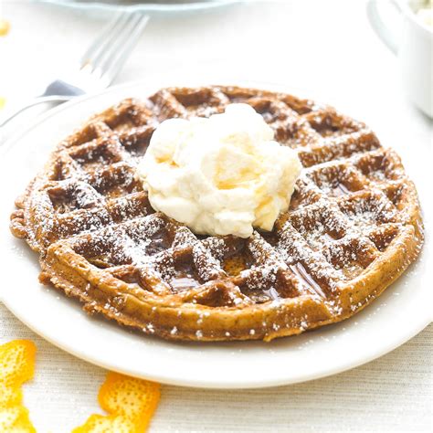 Gingerbread Waffles with Orange Whipped Cream - Kitschen Cat