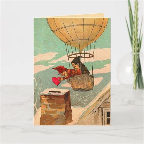 Hot Air Balloon Valentine S Day Holiday Card Zazzle