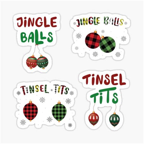 Jingle Balls Tinsel Tits Couples Christmas Matching Couple Pack Sticker For Sale By AshzShop