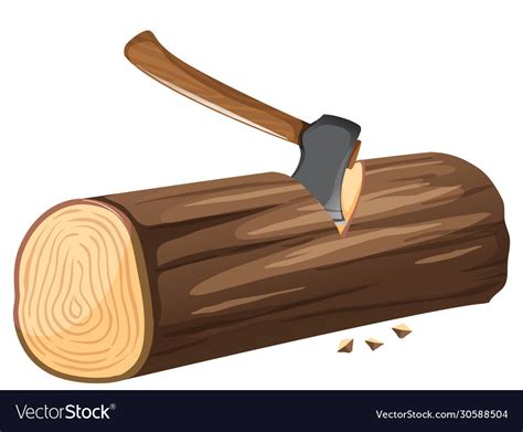 Axe chopping firewood on white background Vector Image