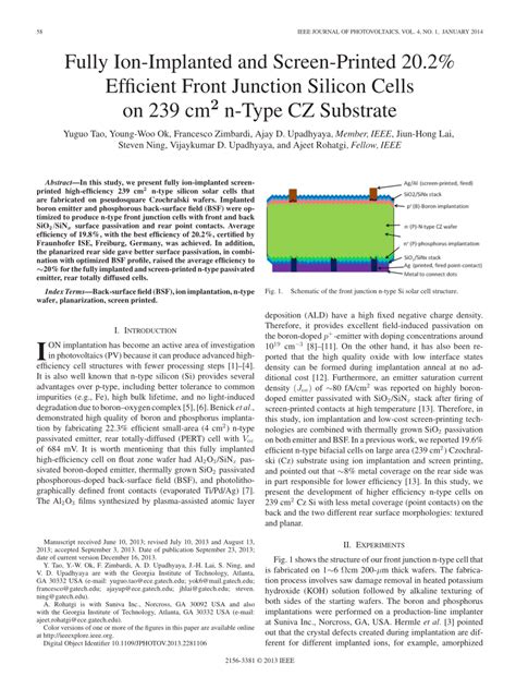 Pdf Fully Ion Implanted And Screen Printed 202 Efficient Front