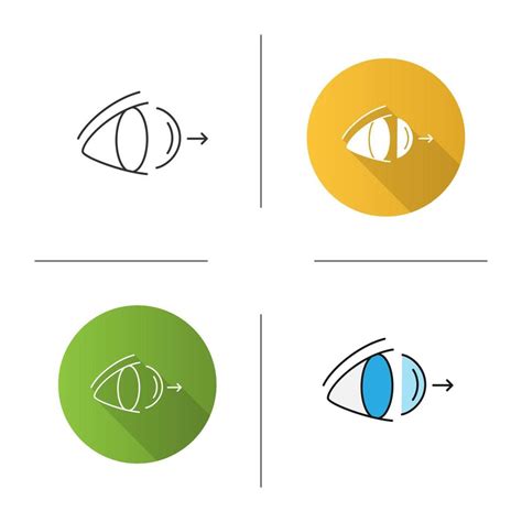 Eye Contact Lenses Removing Icon Flat Design Linear And Color Styles