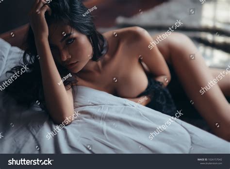 Sexy Asian Woman On Black Lingerie Stock Photo 1026157042 Shutterstock