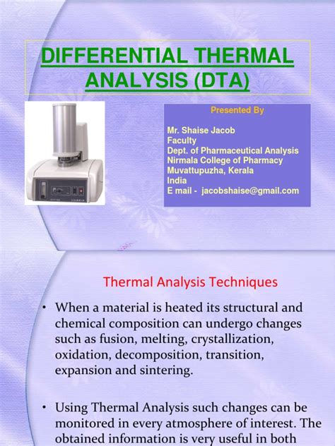 Differential Thermal Analysis Dta Ppt Thermal Analysis