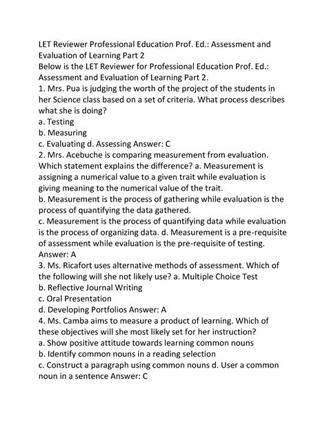 Assessment Of Learning Part2 Let Reviewer Professional Education Prof Ed Assessment And