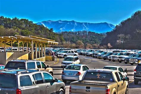 Dollywood parking lot with mountains in the background.#dollywood # ...