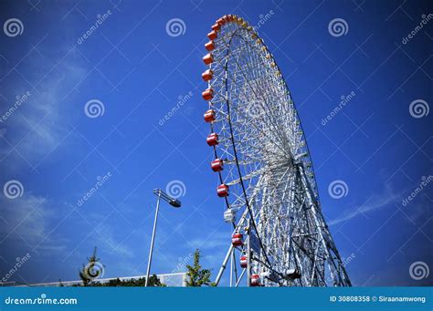 Ferris Wheel In Tempozan Harbor Village Osaka Japan Stock Photo