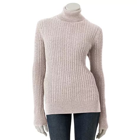 Womens Croft And Barrow® Cable Knit Turtleneck Sweater