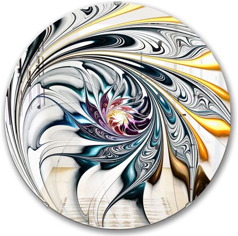 Designart White Stained Glass Floral Art Modern