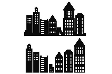 Landscape Set Silhouette City Graphic By Alexzel · Creative Fabrica