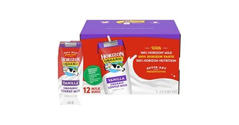 Horizon Organic Shelf Stable Lowfat Milk Boxes Vanilla