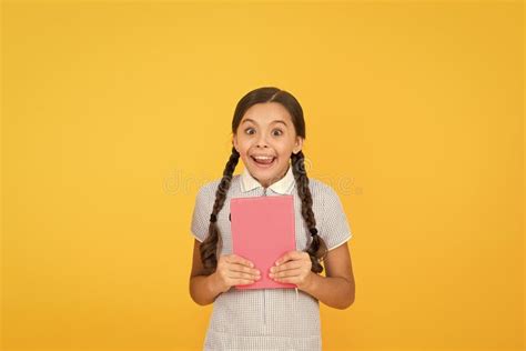 Do Not Panic Hysterical Laugh Cute Small Child Reading Book On Yellow