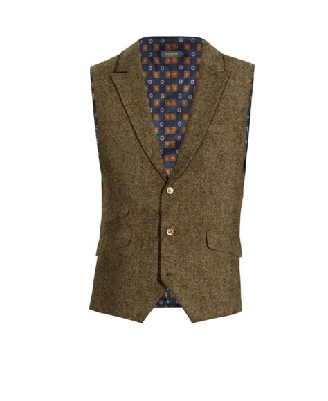 Brown Tweed Peak Lapel Waistcoat Hockerty