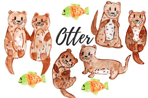 Watercolor Otter Clipart By Writelovely Thehungryjpeg