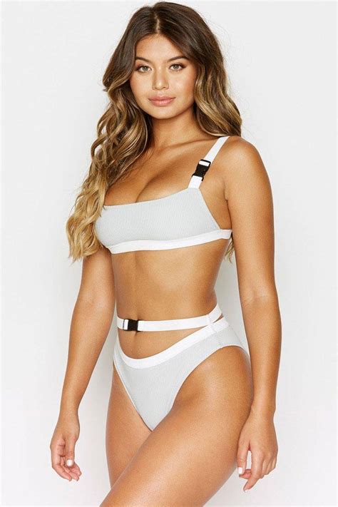 Frankie S Bikinis Synthetic Kiki Ribbed Buckle Belted Bikini Bottom In