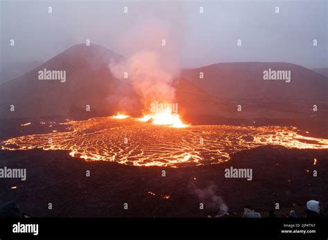 Meradalir Eruption Of Fagradalsfjall Volcano In Iceland Stock