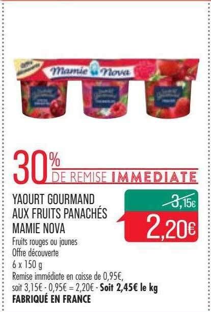 Promo Yaourt Gourmand Aux Fruits Panachés Mamie Nova chez Match