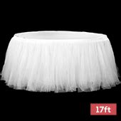 Sheer Tulle Tutu Table Skirt 17ft Long White