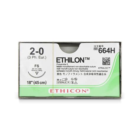 Ethicon Ethilon 18in Size 2 0 Nylon Suture With Fs Needle Med Vet