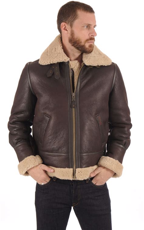 Bombardier LC1259 Mouton Huilé Schott Blouson Veste en cuir Peau lainee