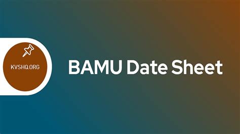 Bamu Date Sheet University Time Table For Ba Bsc