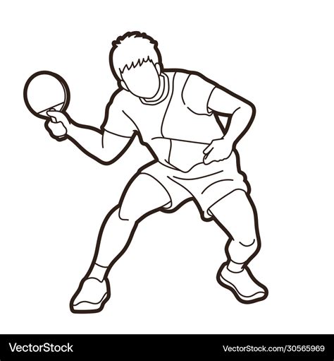 Ping pong player table tennis action cartoon Vector Image