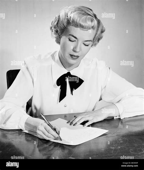 Portrait Of Young Woman Writing Letter Stock Photo Alamy