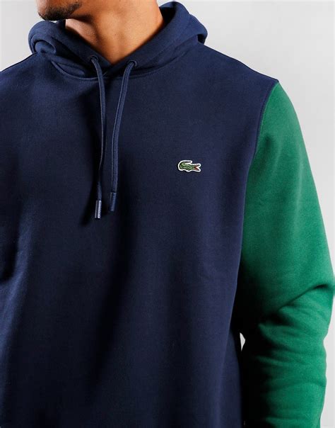 Lacoste Colour Block Hooded Sweatshirt Navy Terraces Menswear