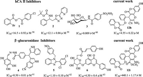 Selected hCA II β glucuronidase inhibitors and current work Download