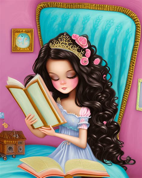 Latina Princess Reading A Book · Creative Fabrica