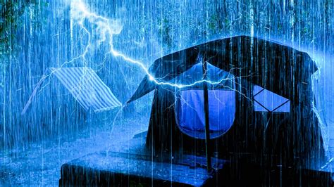 Relax Fall Asleep Instantly With Torrential Rain On Plastic Tent The