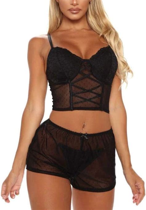 Nachtkleding Lingerie Set Kanten Sexy Beha Lingerie Mesh Transparant En