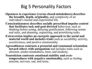 Big 5 factors of personality | PPT