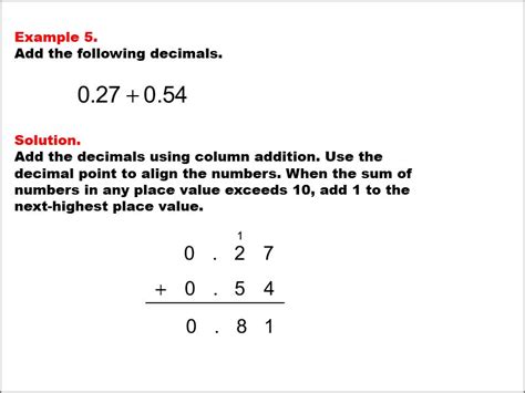 Math Example Decimal Concepts Adding Decimals Example Media Math