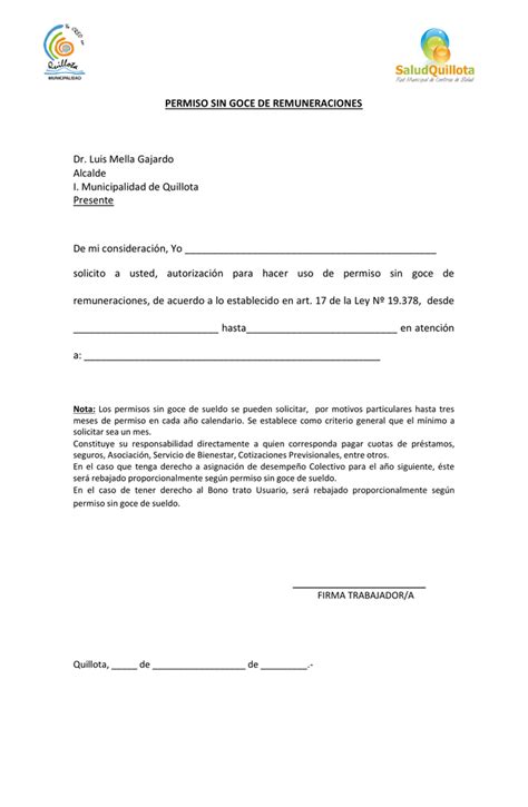 Carta Solicitud De Permiso Ejemplos Ponasa