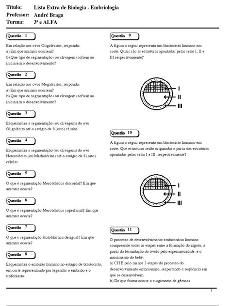 PDF Lista de Exercícios Embriologia DOKUMEN TIPS