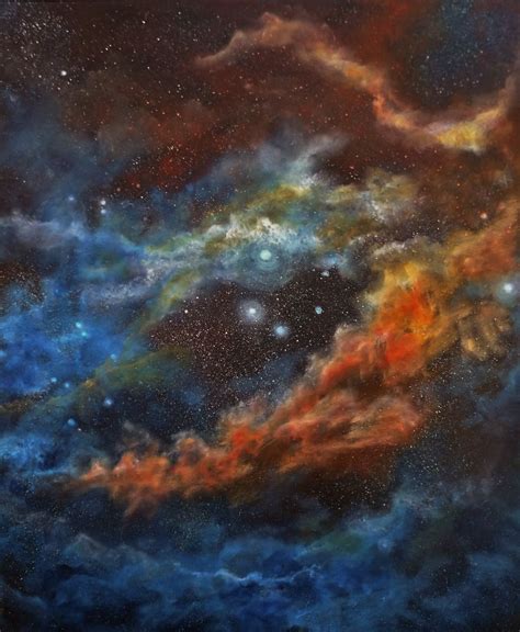 I Create Cosmological Paintings Inspired By Nebula Photos In My Step