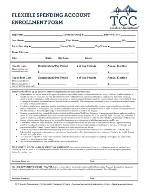 Fillable Online Fsa Enrollment Form Template Doc Fax Email Print