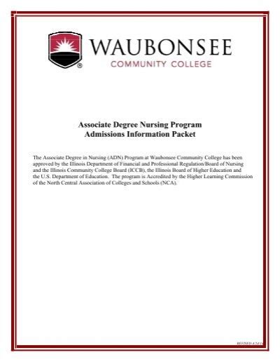 Nursing Application Form - Waubonsee Community College