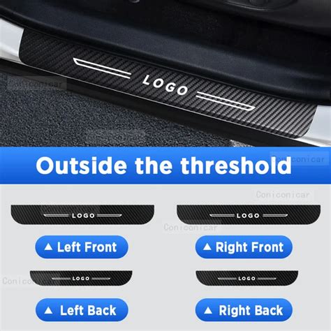 Car Door Sills Scuff Plate Threshold Protector Interior Imitation Carbon Pu Fiber Sticker