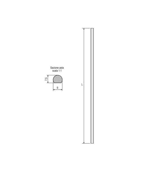 Asta Nera Per Chiusura Spagnoletta Persiane Legno Pvc Alluminio Agb H