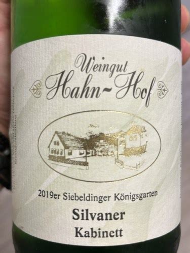 Hahn Hof Siebeldinger K Nigsgarten Silvaner Kabinett Vivino