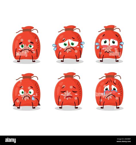 Red Santa Bag Cartoon Character With Sad Expression Stock Vector Image