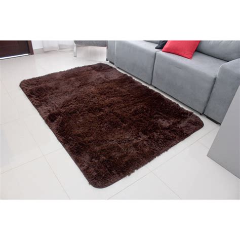 Tapete Para Sala Quarto Cozinha Peludo Felpudo Shaggy 1 40x1 00 Marrom