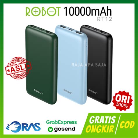 Powerbank Robot 10000mAh 2 Port USB Output Fast Charging 2 1A PB