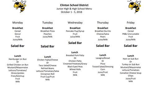 High School Lunch Menu Sept. 24rd-28th – The Jacket Journal