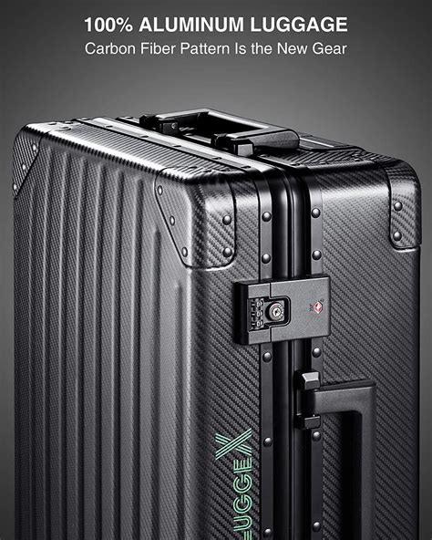 Carbon Fiber All Aluminum Luggage, LuggeX Smart TSA 20″ No Zipper Suitcase, Carryon Hardside