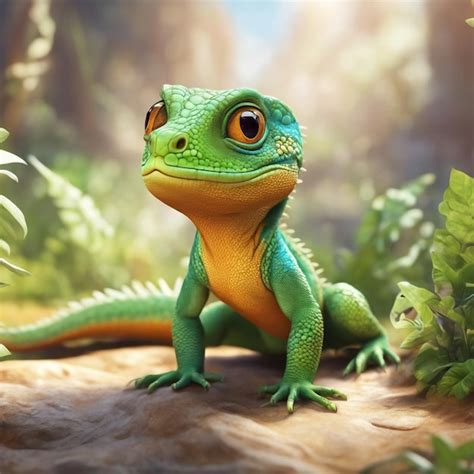 Premium Photo Lizard Baby Cute Cartoon Character