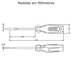 Chave De Fenda Para Borne 4x2 5x75mm Upun 304001