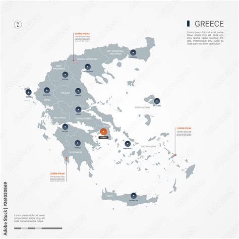 Greece map with borders, cities, capital and administrative divisions ...